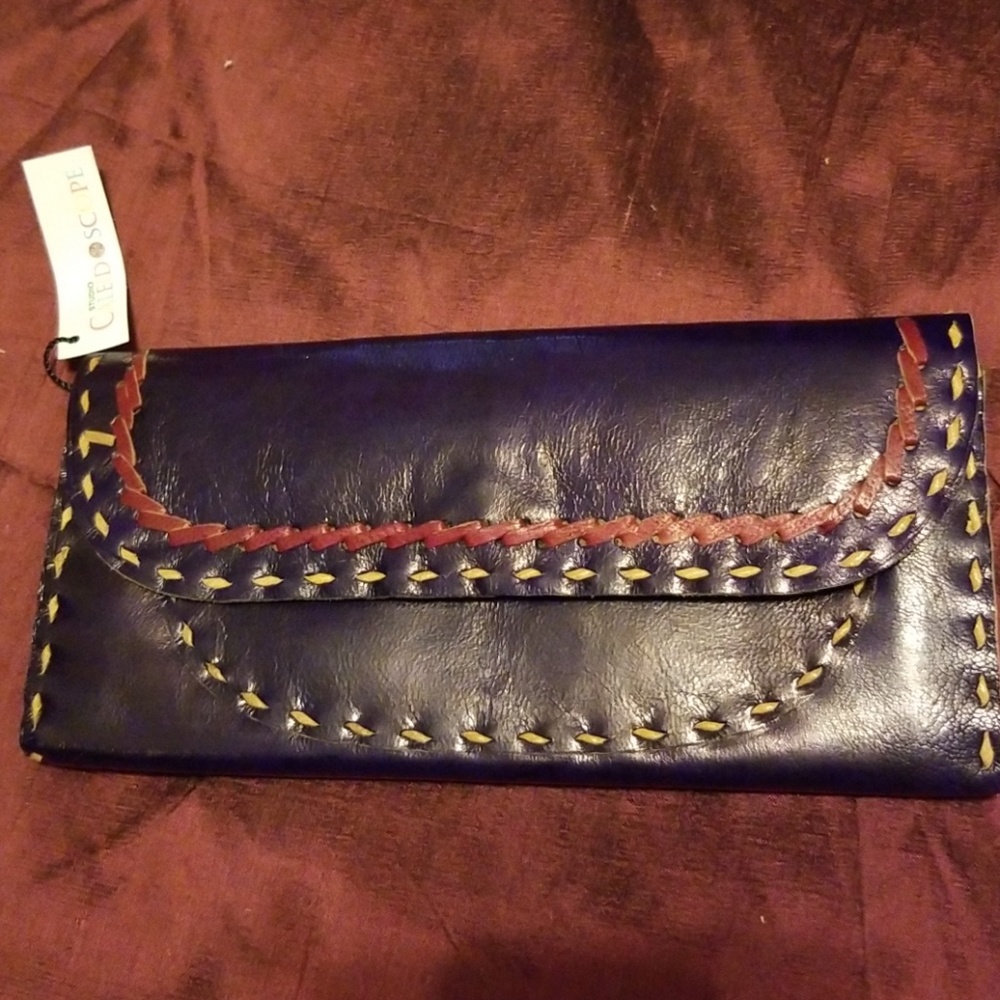 WOMEN'S PURPLE HANDMADE LEATHER CLUTCH WALLET